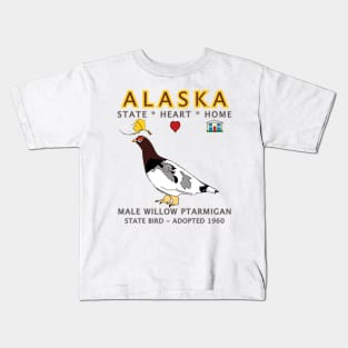 Alaska - Male Willow Ptarmigan - State, Heart, Home Kids T-Shirt